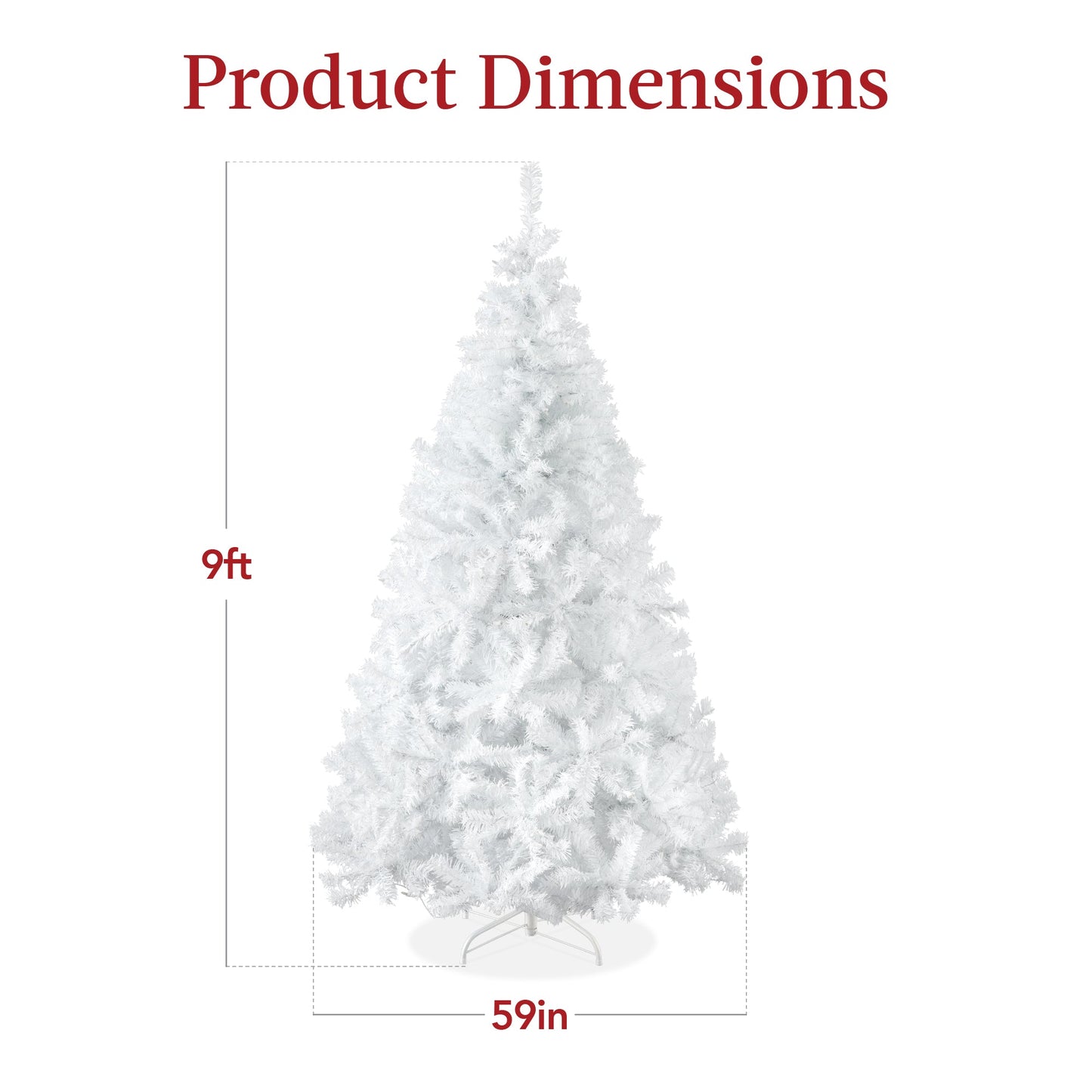 Pre-Lit Hinged Artificial White Pine Christmas Tree w/ Lights, Metal Stand