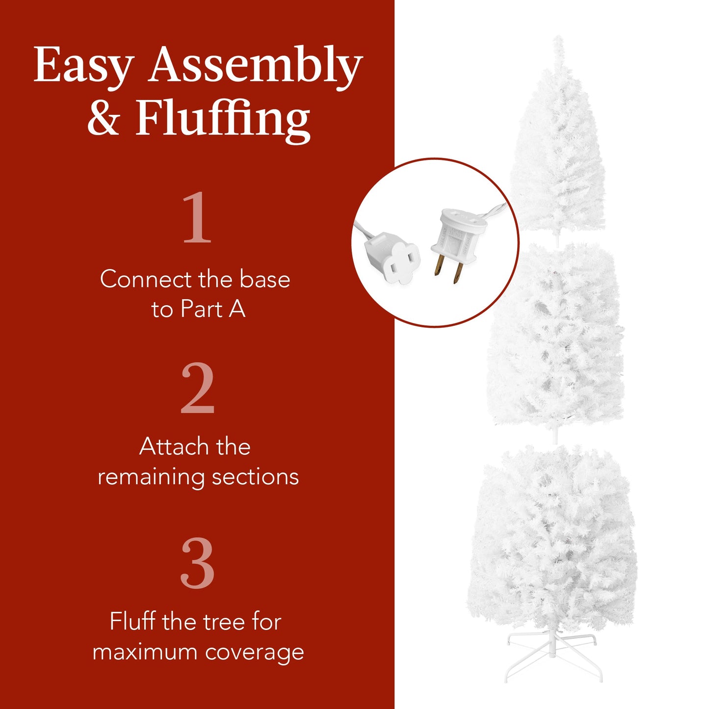 Pre-Lit White Pencil Christmas Tree w/ Metal Base, Incandescent Lights