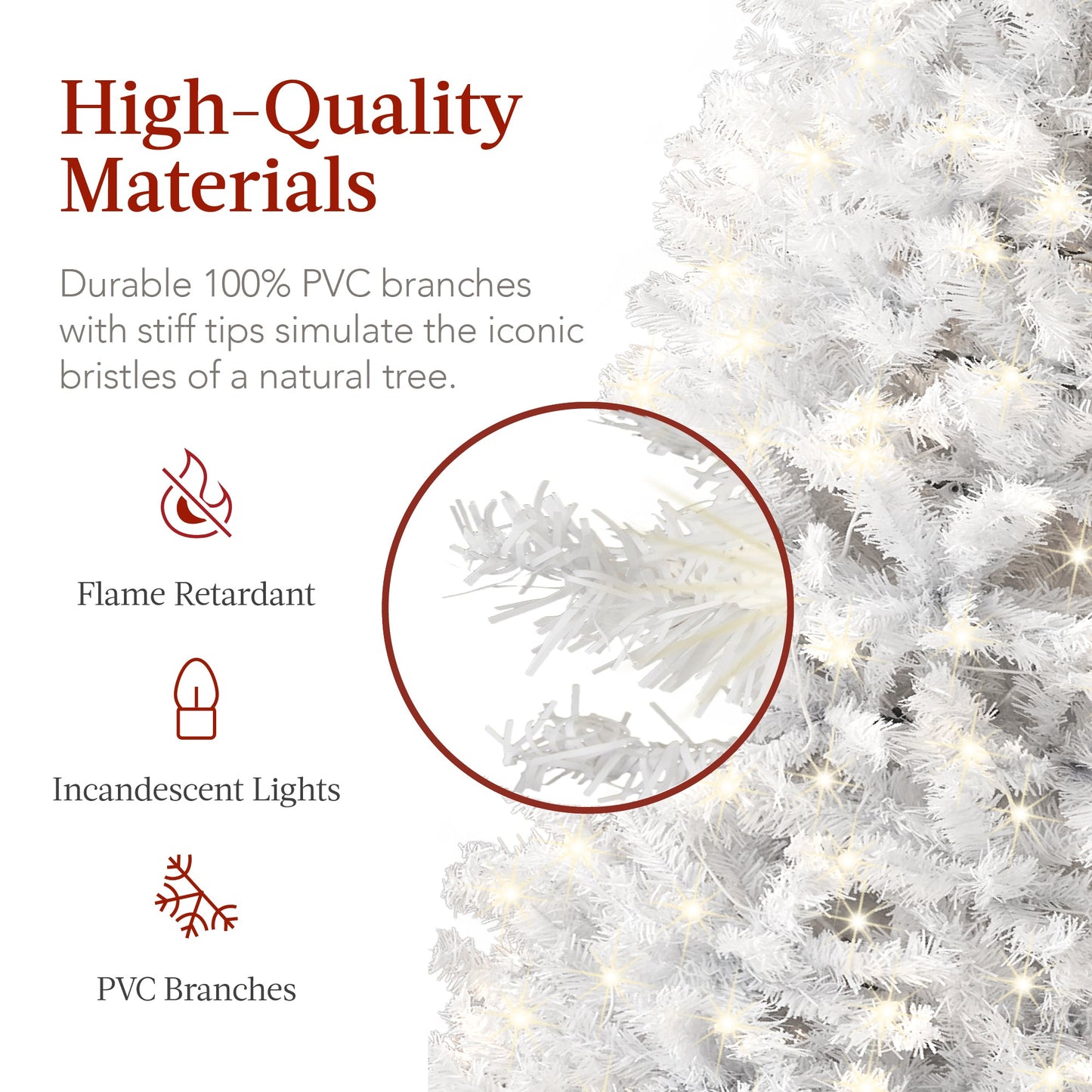 Pre-Lit White Pencil Christmas Tree w/ Metal Base, Incandescent Lights