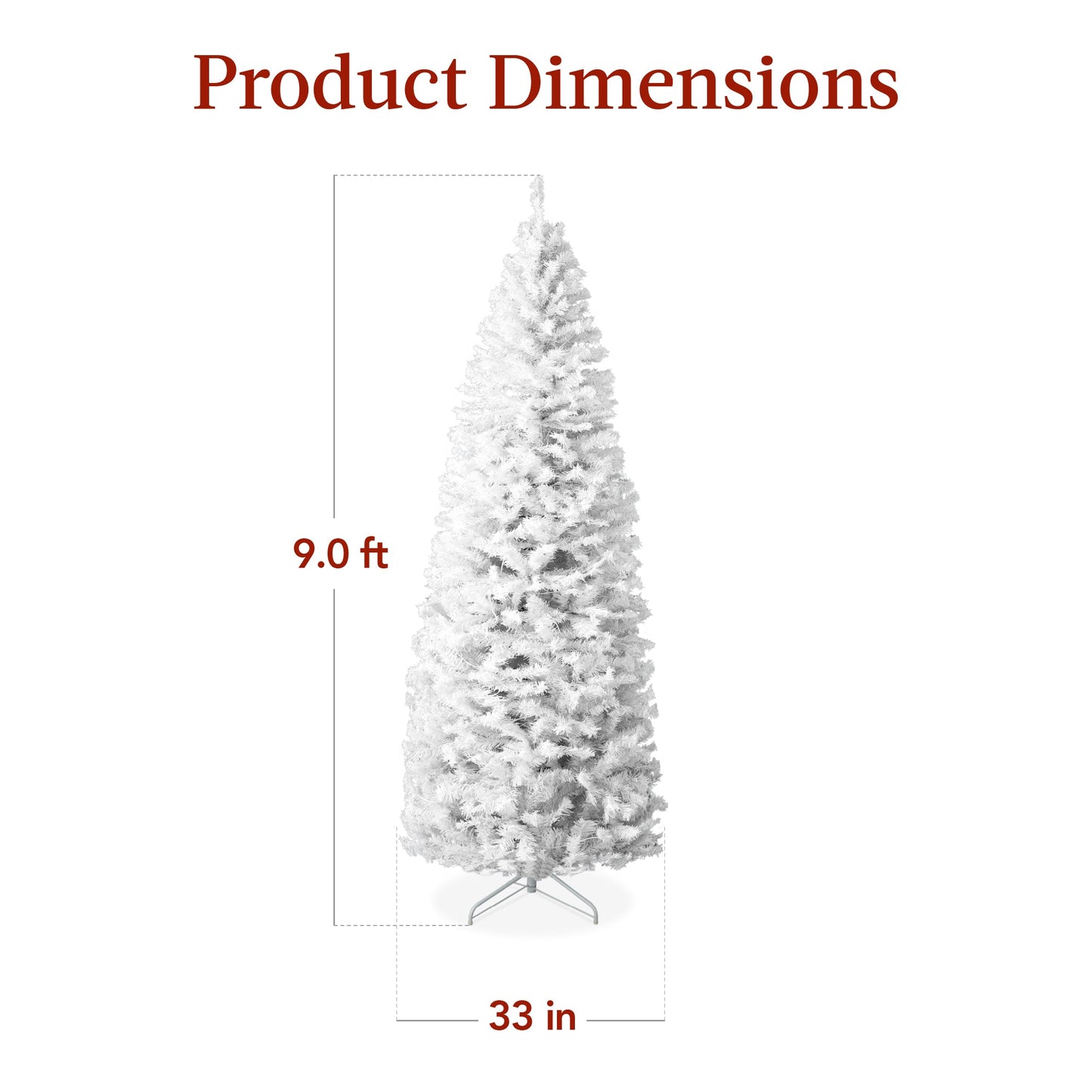 Pre-Lit White Pencil Christmas Tree w/ Metal Base, Incandescent Lights