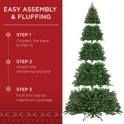 Pre-Lit Artificial Spruce Christmas Tree w/ Foldable Metal Base