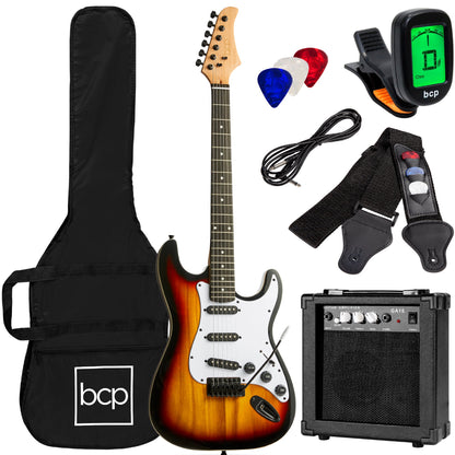 Beginner Electric Guitar Kit w/ Case, 10W Amp, Tremolo Bar - 39in