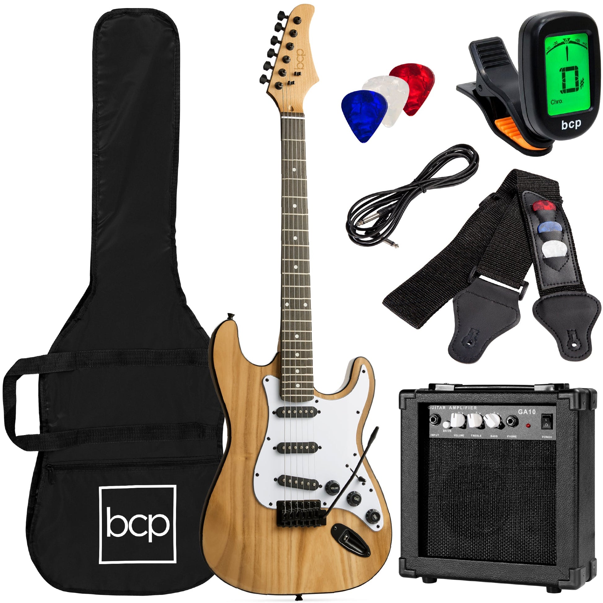 Beginner Electric Guitar Kit w/ Case, 10W Amp, Tremolo Bar - 39in