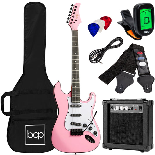 Beginner Electric Guitar Kit w/ Case, 10W Amp, Tremolo Bar - 39in