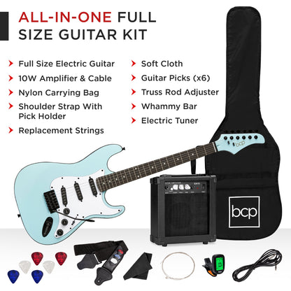 Beginner Electric Guitar Kit w/ Case, 10W Amp, Tremolo Bar - 39in