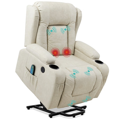 Electric Power Lift Recliner Massage Chair w/ Heat, USB Port, Cupholders