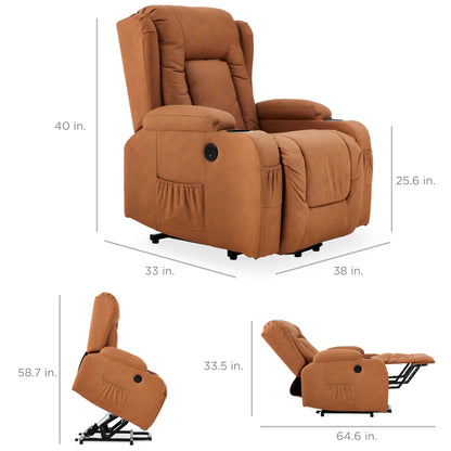 Electric Power Lift Recliner Massage Chair w/ Heat, USB Port, Cupholders