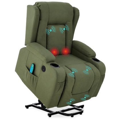 Electric Power Lift Recliner Massage Chair w/ Heat, USB Port, Cupholders