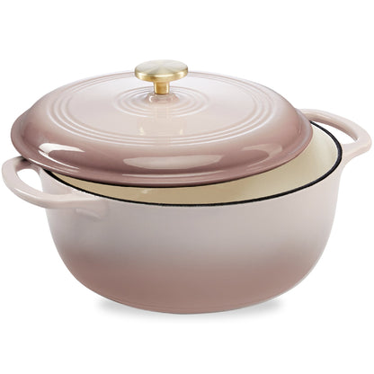 Cast-Iron Dutch Oven Kitchen Cookware w/ Enamel, Handles - 6qt