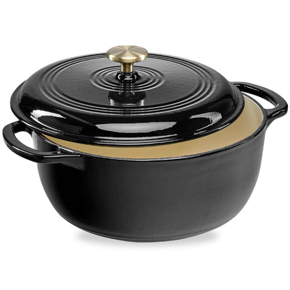 Cast-Iron Dutch Oven Kitchen Cookware w/ Enamel, Handles - 7.5qt