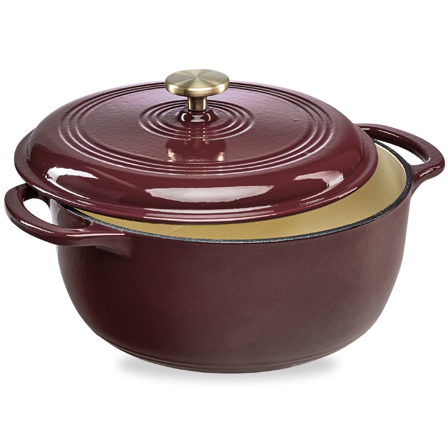 Cast-Iron Dutch Oven Kitchen Cookware w/ Enamel, Handles - 6qt