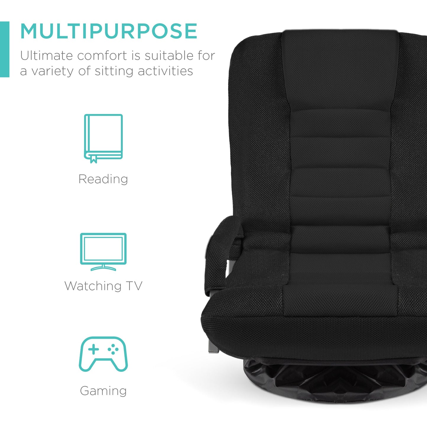 Gaming Floor Chair w/ 360-Degree Swivel, Armrest, Adjustable Backrest