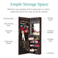 Door/Wall Mount Mirror Jewelry Cabinet Armoire w/ Inside Mirror, LED Lights