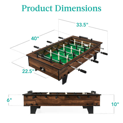 Tabletop Foosball Set, Arcade Table Soccer w/ 2 Balls - 40in