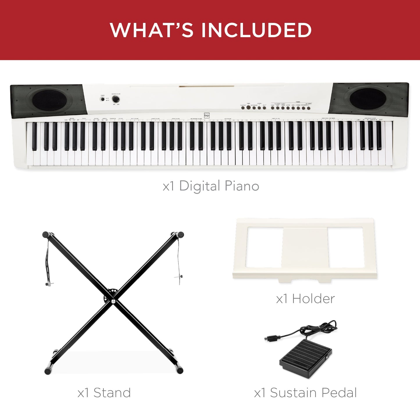 88-Key Digital Piano Set w/ Semi-Weighted Keys, Stand, Sustain Pedal