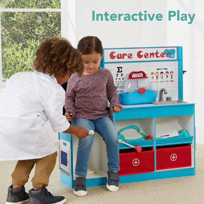 Pretend Play Doctor's Office, Kids Wooden Toy Set w/ Accessories Included