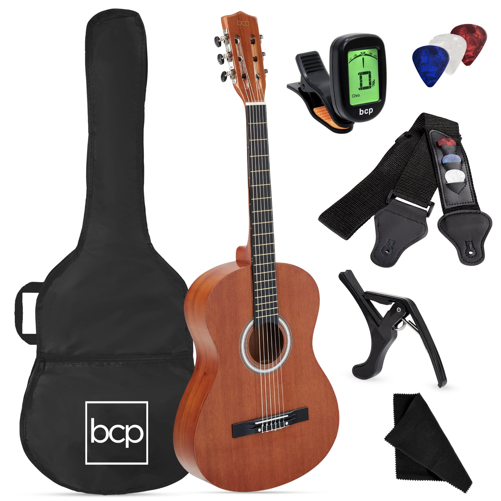 Beginner Acoustic Guitar Set w/ Case, Strap, Digital Tuner, Strings - 38in