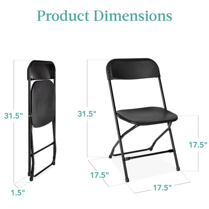 Set of 4 Folding Stacking Plastic Chairs w/ Non-Slip Feet