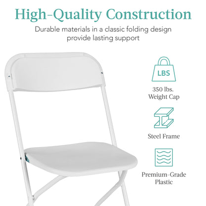 Set of 10 Folding Stacking Plastic Chairs w/ Non-Slip Feet