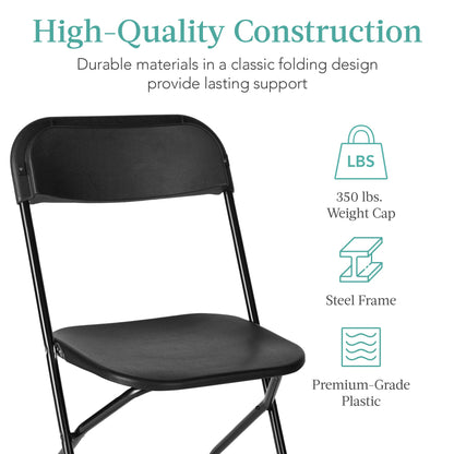 Set of 10 Folding Stacking Plastic Chairs w/ Non-Slip Feet