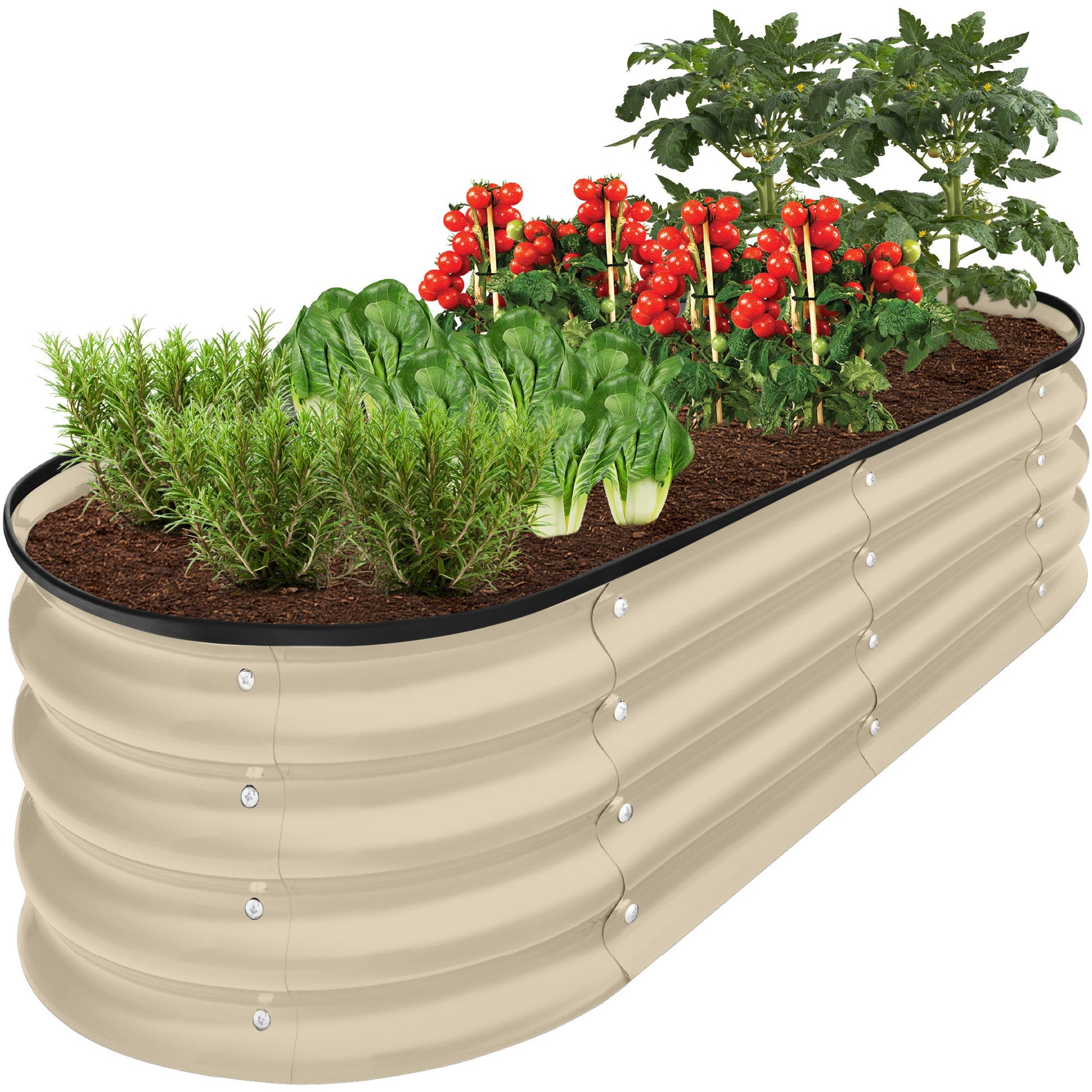 Outdoor Raised Metal Oval Garden Bed, Planter Box - 4x2x1ft