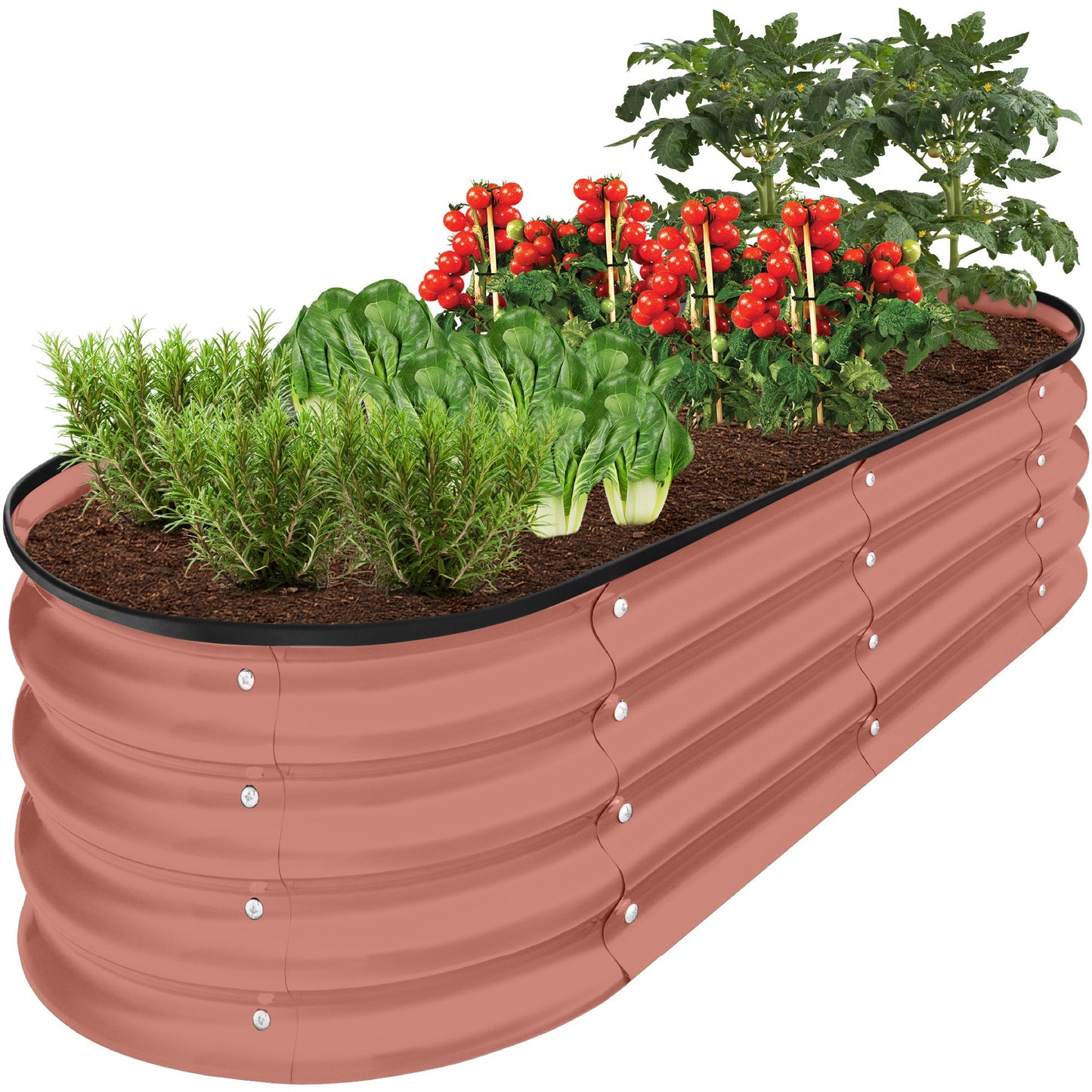 Outdoor Raised Metal Oval Garden Bed, Planter Box - 4x2x1ft
