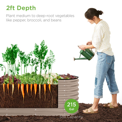 Metal Raised Garden Bed, Oval Outdoor Planter Box for Vegetables - 8x2x2ft