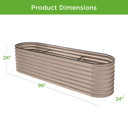 Metal Raised Garden Bed, Oval Outdoor Planter Box for Vegetables - 8x2x2ft