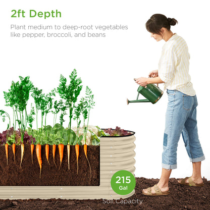 Metal Raised Garden Bed, Oval Outdoor Planter Box for Vegetables - 8x2x2ft