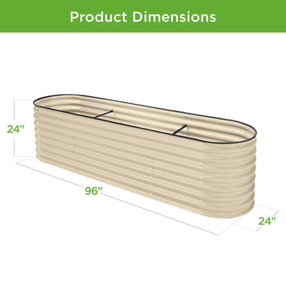 Metal Raised Garden Bed, Oval Outdoor Planter Box for Vegetables - 8x2x2ft