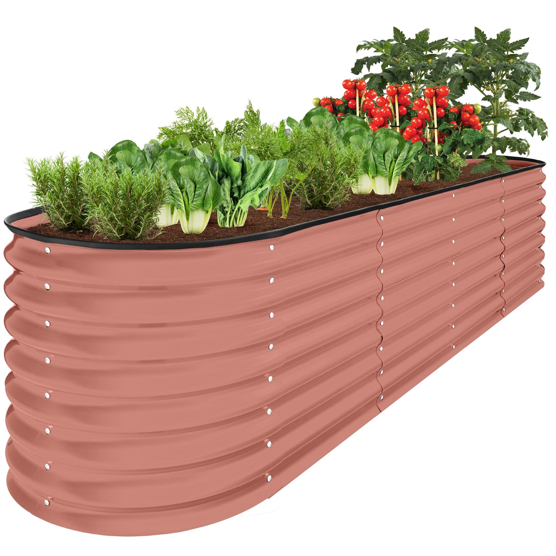 Metal Raised Garden Bed, Oval Outdoor Planter Box for Vegetables - 8x2x2ft