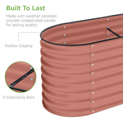 Metal Raised Garden Bed, Oval Outdoor Planter Box for Vegetables - 8x2x2ft