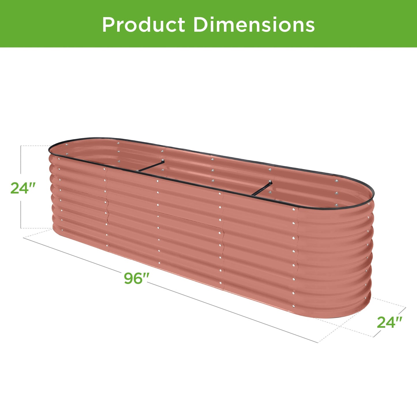 Metal Raised Garden Bed, Oval Outdoor Planter Box for Vegetables - 8x2x2ft