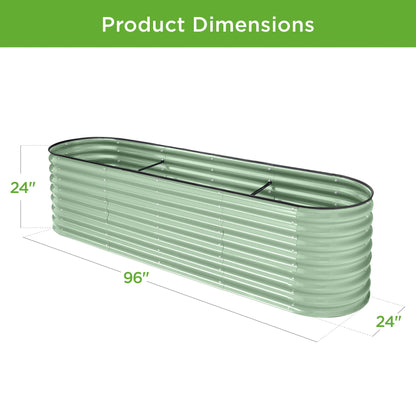 Metal Raised Garden Bed, Oval Outdoor Planter Box for Vegetables - 8x2x2ft