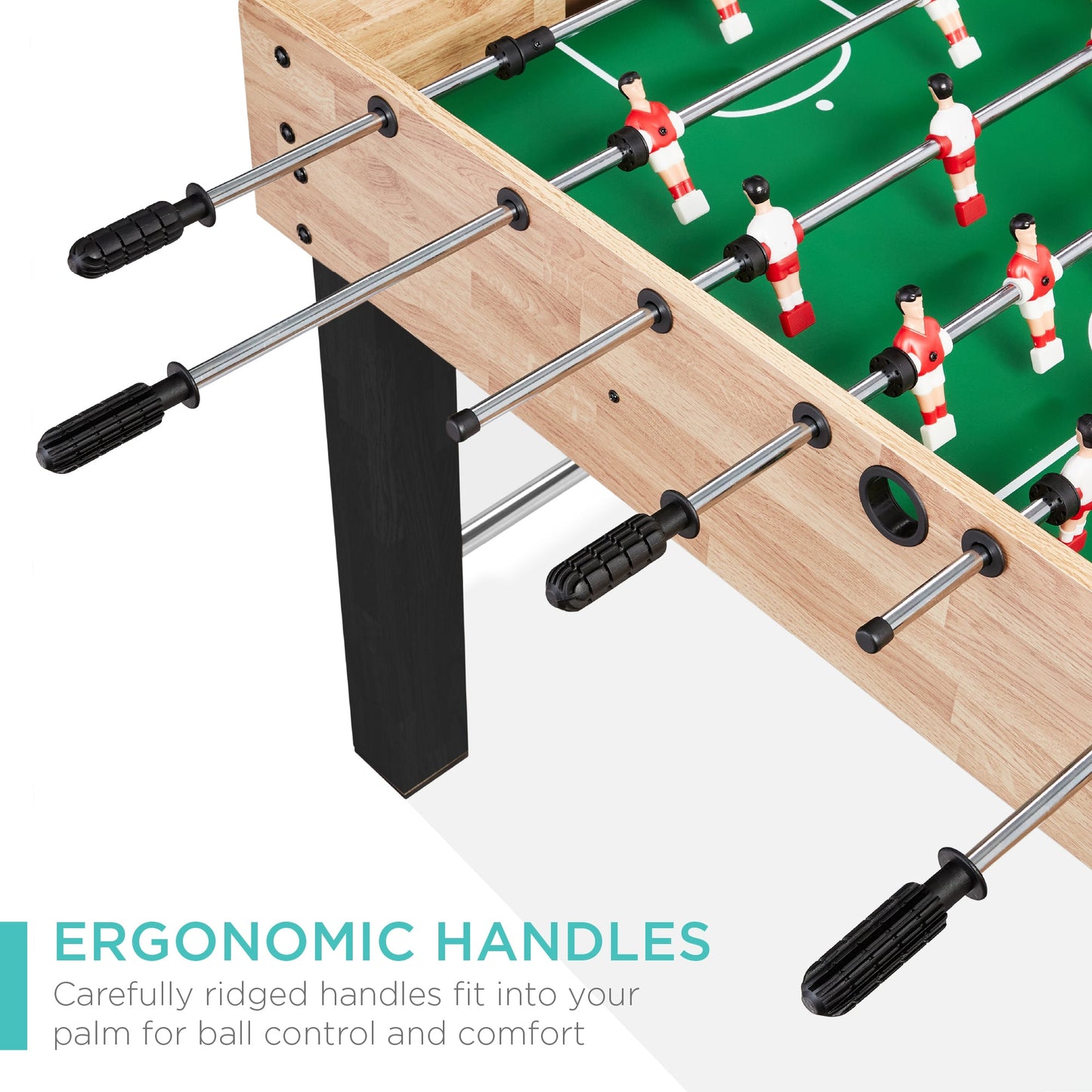 Foosball Game Table, Arcade Table Soccer w/ 2 Cup Holders, 2 Balls - 48in